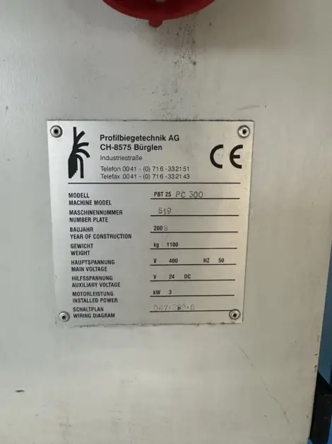 PBT25 PC300 JG 2008 Maschinenplakete